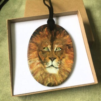 Lion Printed Ceramic Double-Sided Pendant
