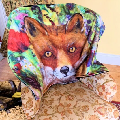 Fox on Flowers Fleece Lap Blanket