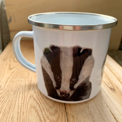 Felted Badger Enamel Mug