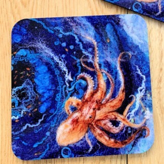 Fishes Cycle Octopus Cork Backed Coaster