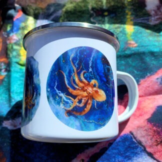 Octopus Felted Art Enamel Mug