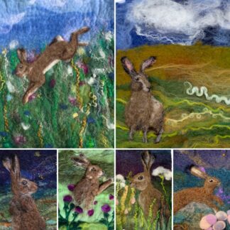 Hare in a Meadow Felted Picture: Private Workshop for you and your friends