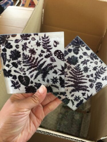 Leaf Silhouette Glass Coasters