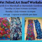 wet felted scarf workshop at barnsdale gardens